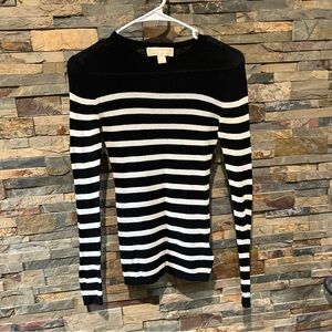 Black and White Striped Long Sleeve Top